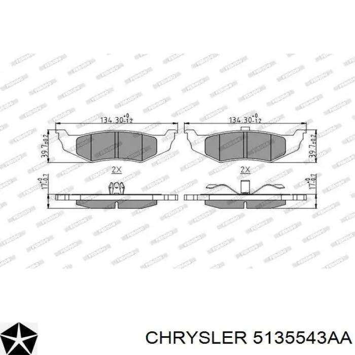 Купити 5135543AA Chrysler Задні колодки