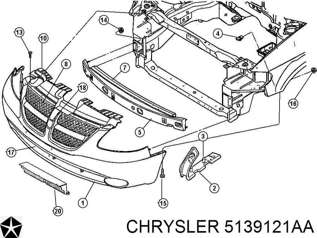 Передній бампер 5139121AA Chrysler