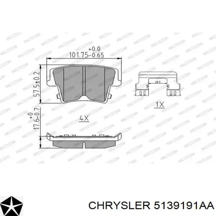 5139191AA Chrysler колодки гальмові задні, дискові