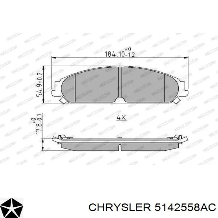 Купити 5142558AC Chrysler Колодки гальмівні передні, дискові