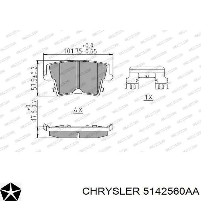 Задні дискові колодки Chrysler 5142560AA