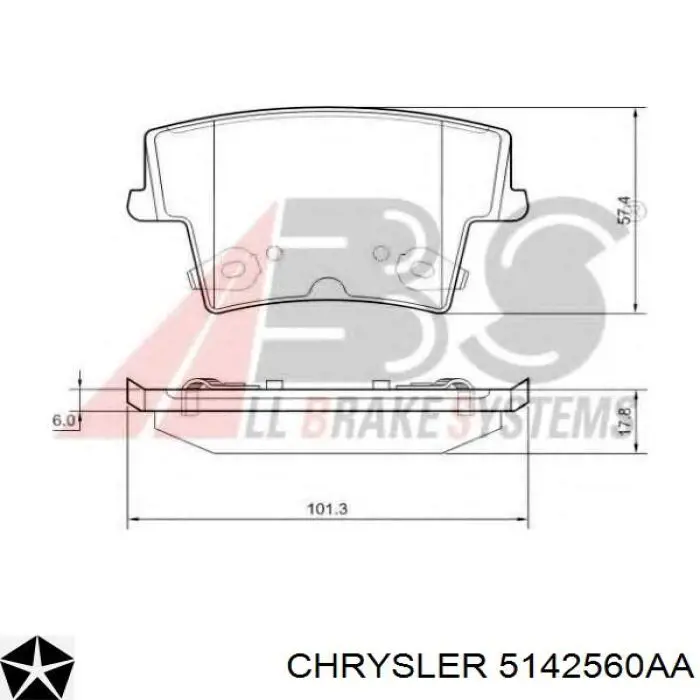 Задні гальмівні колодки Chrysler 5142560AA ціна, від 37.37 USD