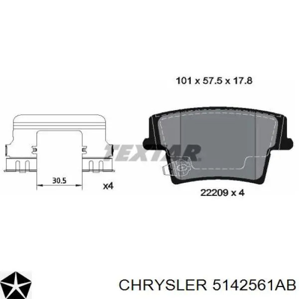 Купити 5142561AB Chrysler Задні колодки