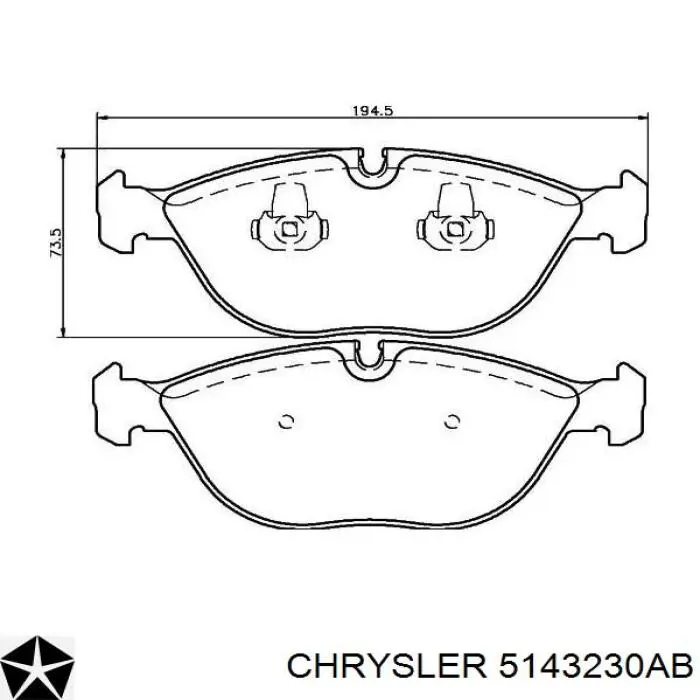 5143230AB Chrysler колодки гальмівні передні, дискові