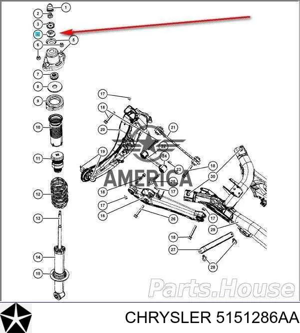 Купити 5105879AA Chrysler Втулка амортизатора заднього