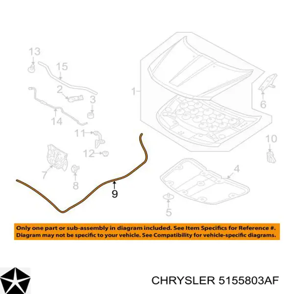 Трос відкриття капота Chrysler 5155803AF ціна, від 6.33 USD