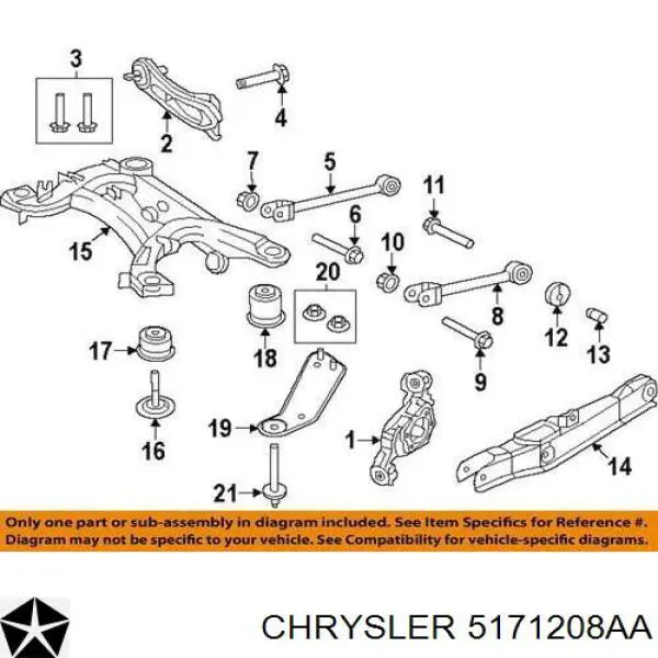 Сайлентблок задньої балки/підрамника 5171208AA Chrysler