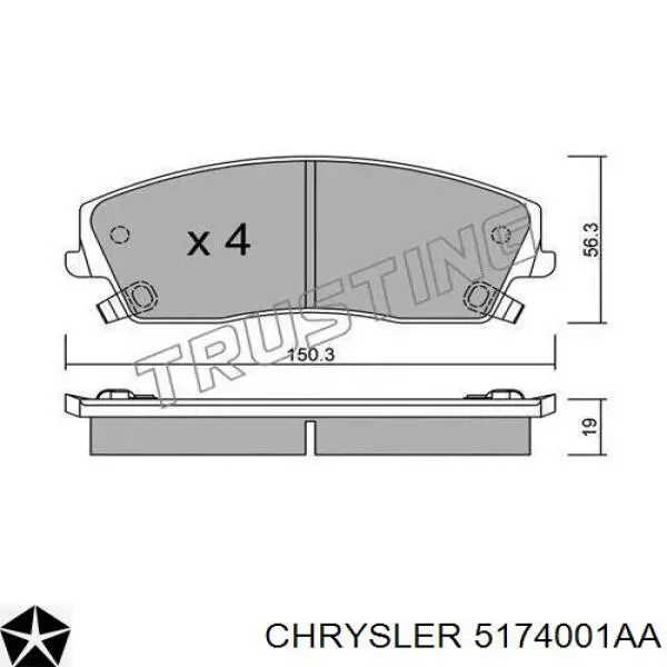 Купити 5174001AA Chrysler Колодки гальмівні передні, дискові