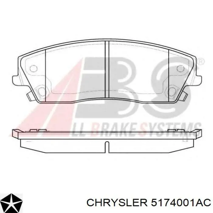Гальмівні колодки Chrysler 5174001AC ціна, від 37.91 USD