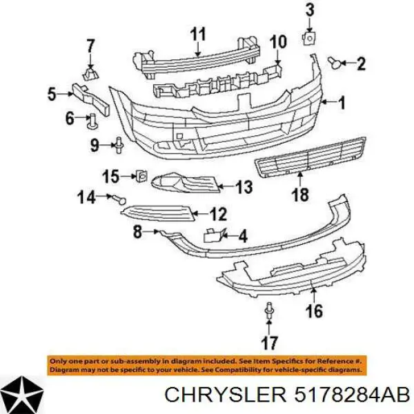 05178284AB Chrysler заглушка/ решітка протитуманних фар бампера переднього, права