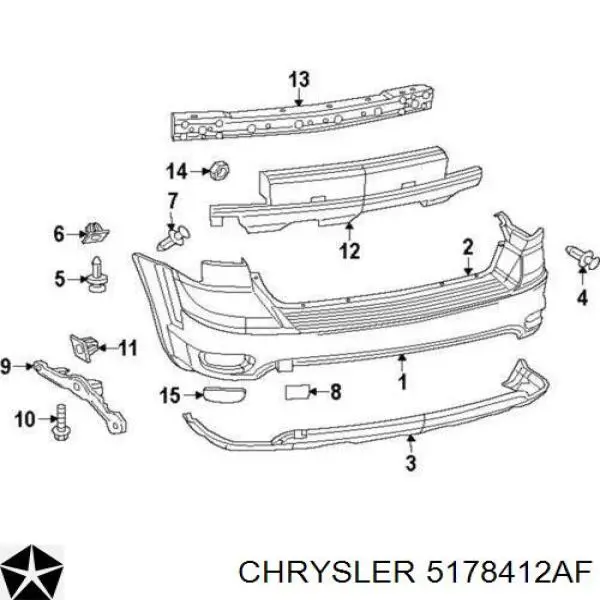 Кронштейн бампера заднього, правий 5178412AD Chrysler