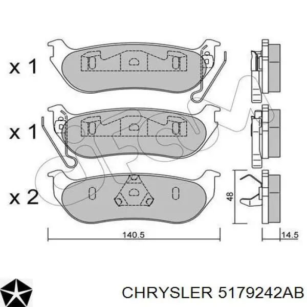 Задні гальмівні колодки 5179242AB Chrysler