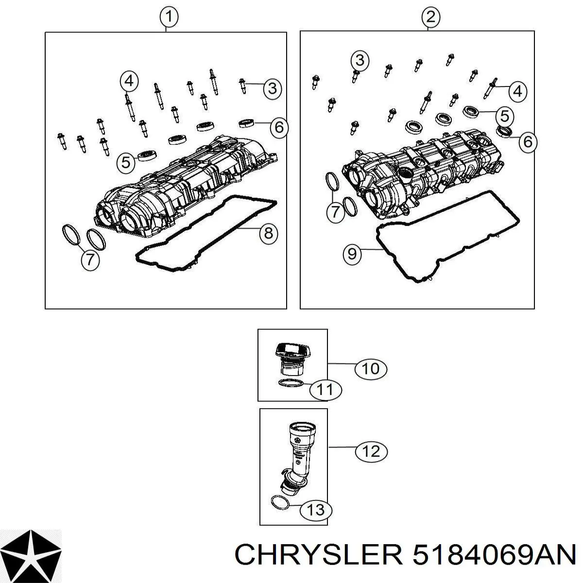 5184069AN Chrysler кришка клапанна, ліва