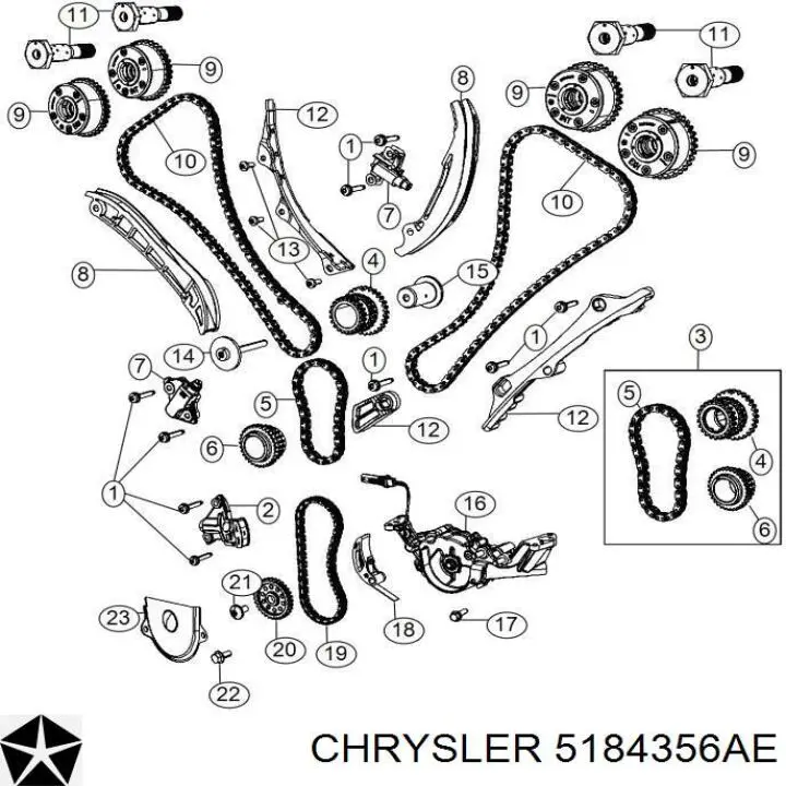 5184356AE Chrysler зірка-шестерня приводу коленвалу двигуна
