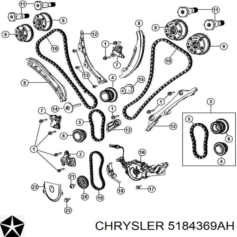 5184369AH Chrysler зірка-шестерня розподільного валу двигуна,випускного