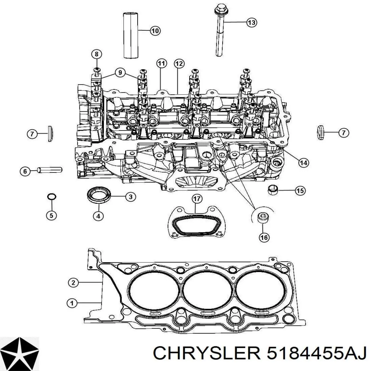 5184455AJ Chrysler прокладка головки блока циліндрів (гбц, ліва)