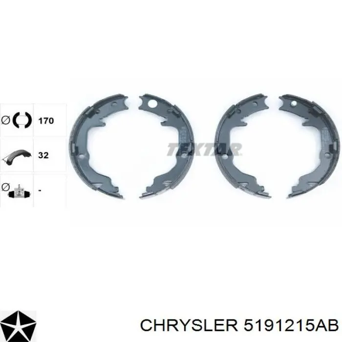 Колодки ручника / стоянкового гальма Chrysler 5191215AB ціна, від 22.50 USD
