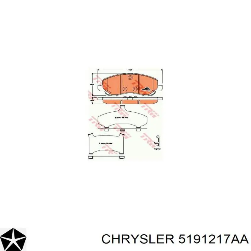 Гальмівні колодки Chrysler 5191217AA ціна, від 23.25 USD