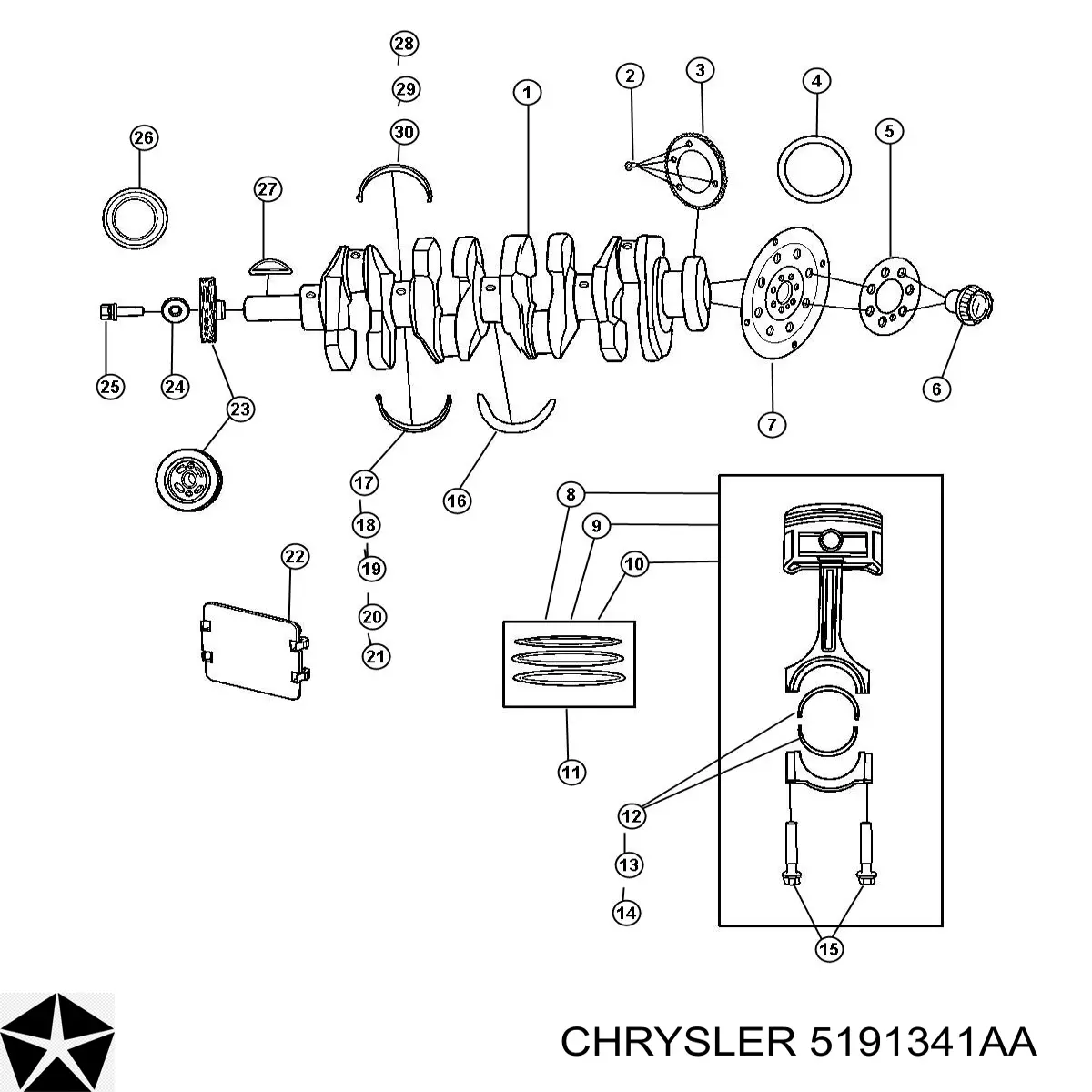 Поршень двигуна без кілець Chrysler 5191341AA ціна, від 25.34 USD