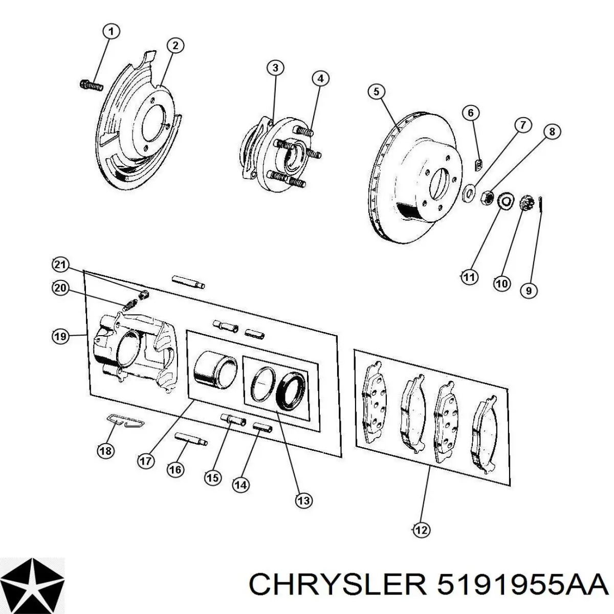 5191955AA Chrysler колодки гальмівні передні, дискові