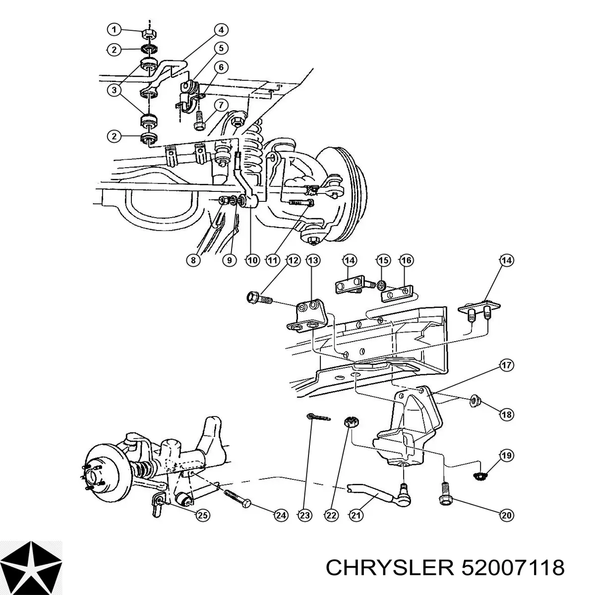 52007118 Chrysler штанга поперечної стійкості, передня