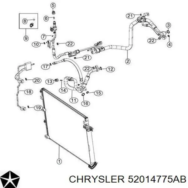 Конденсатор кондиціонера Chrysler 52014775AB ціна, від 95.29 USD