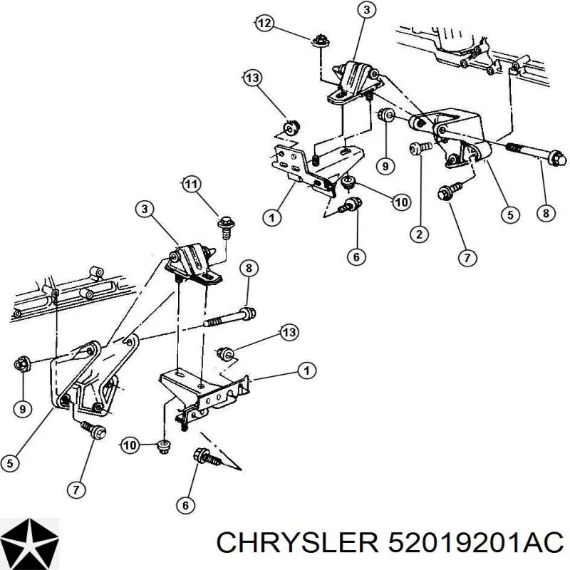 Подушка (опора) двигуна, передня 52019201AC Chrysler