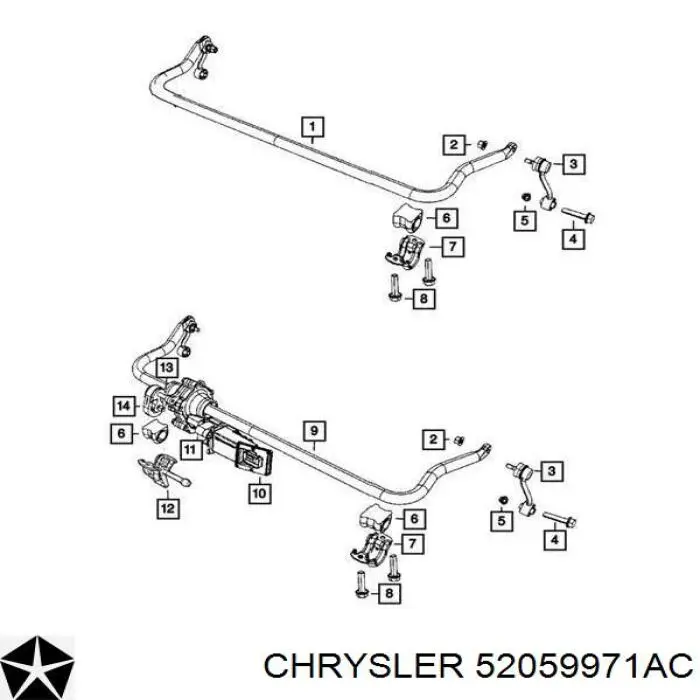 Стабілізатор передній стійкості Chrysler 52059971AC ціна, від 434.15 USD