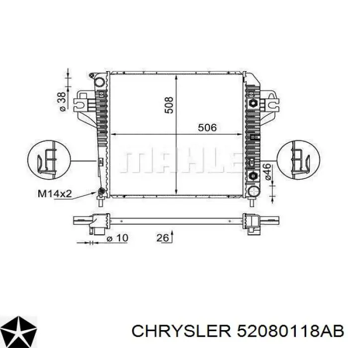 52080118AB Chrysler радіатор охолодження двигуна