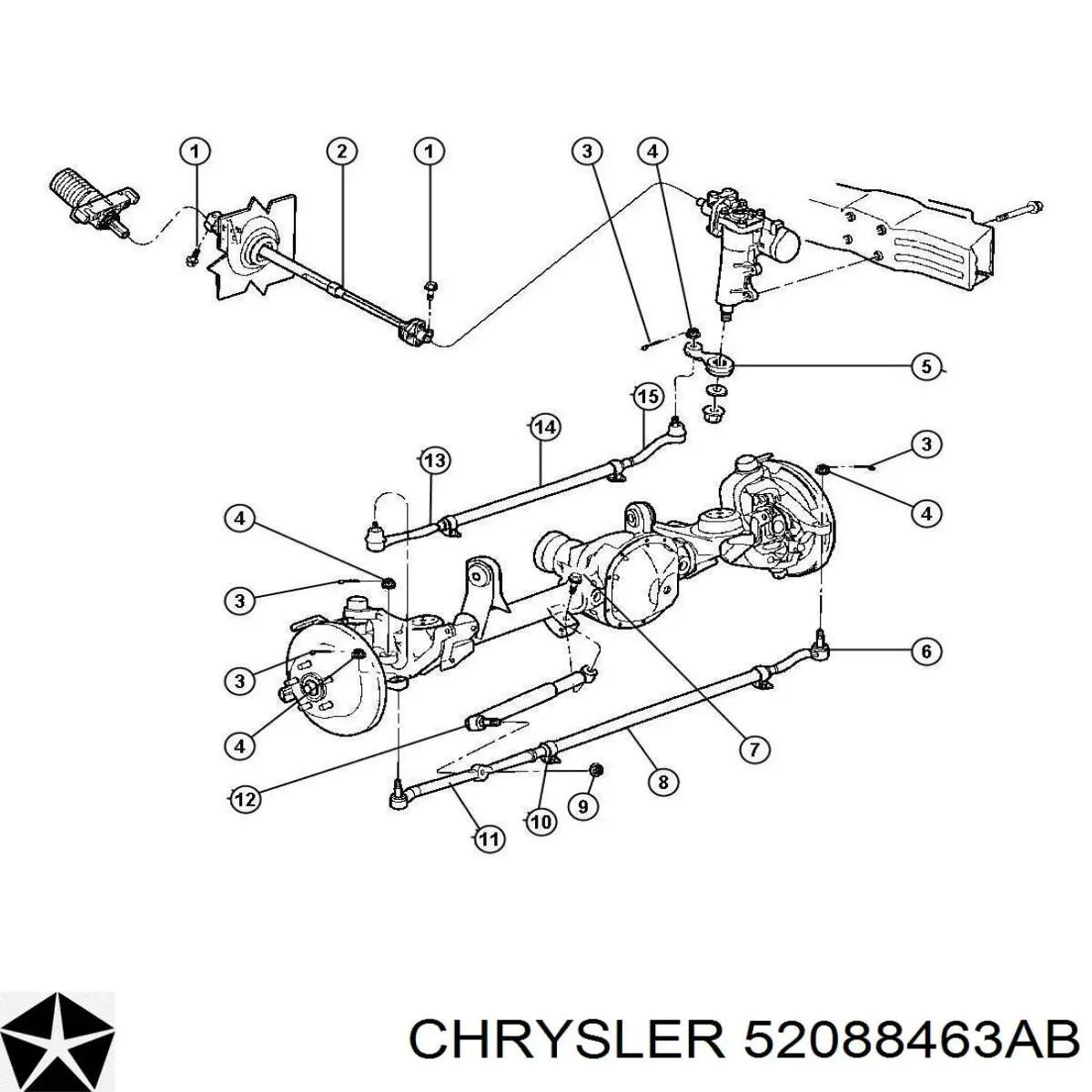 Тяга рульова центральна задня Chrysler 52088463AB ціна, від 34.59 USD