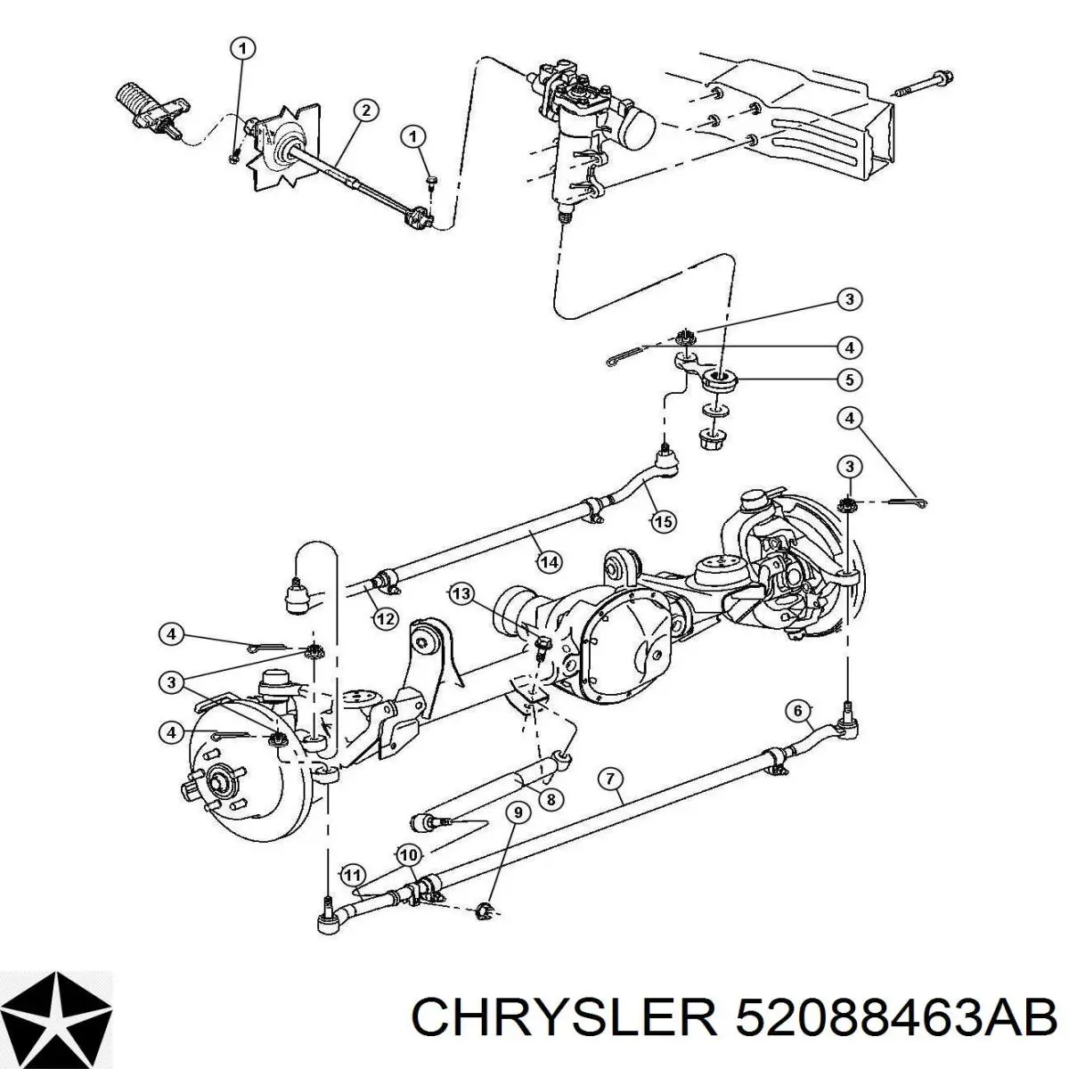 Купити 52088463AB Chrysler Тяга рульова центральна задня