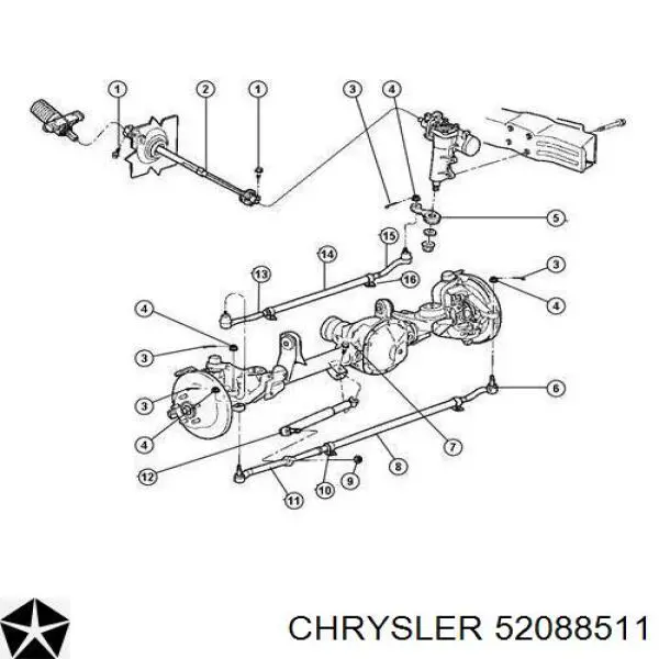 52088511 Chrysler Накінечник поперечної рульової тяги