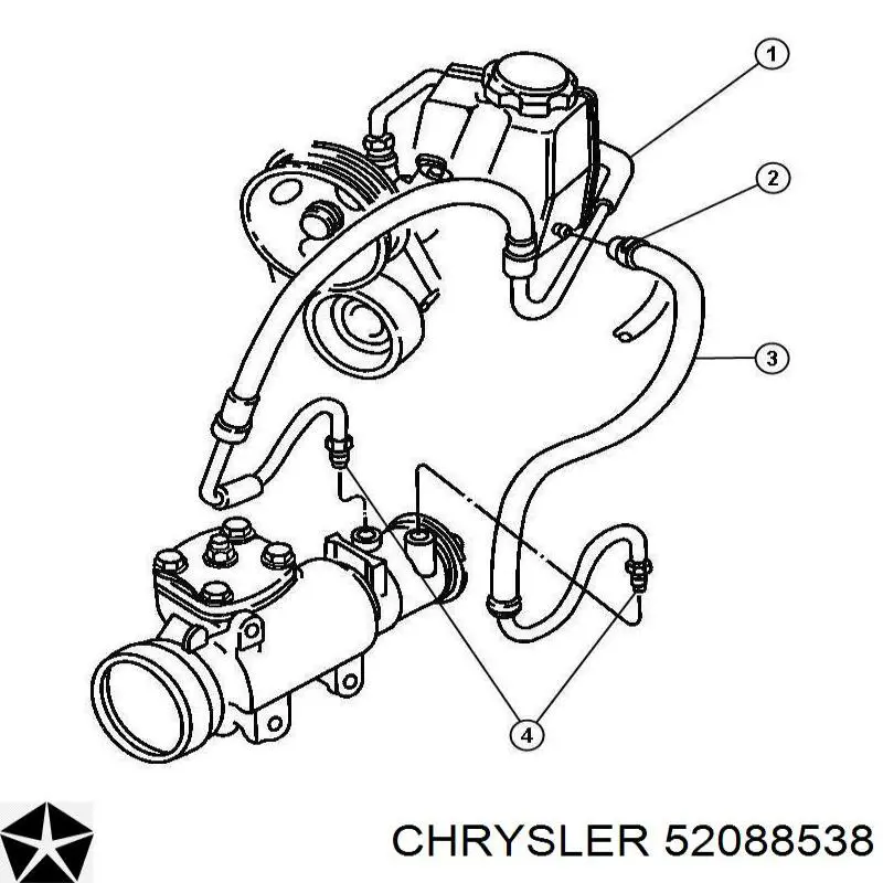 Патрубок високого тиску гідропідсилювача Chrysler 52088538 ціна, від 63.14 USD