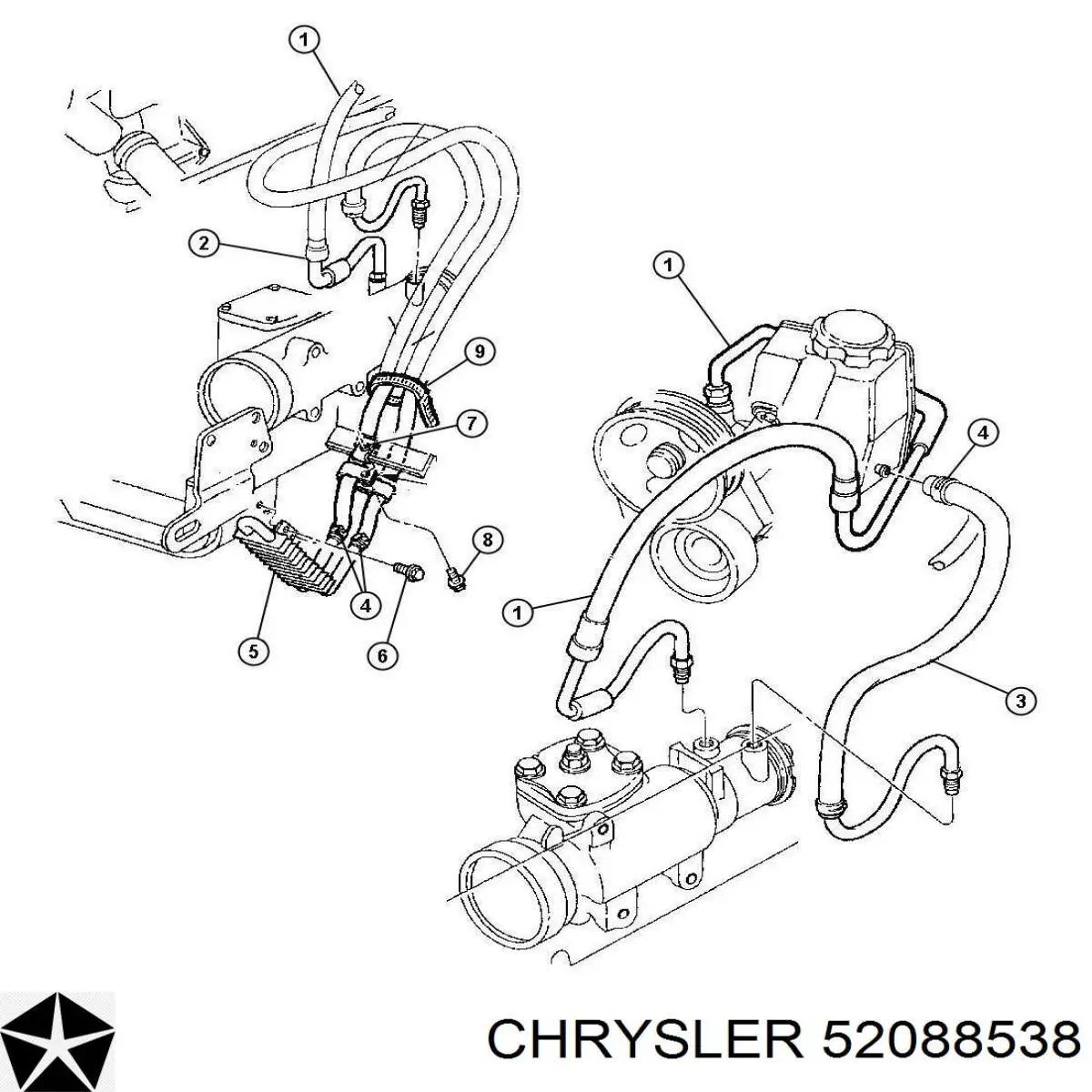 Шланг гідропідсилювача 52088538 Chrysler