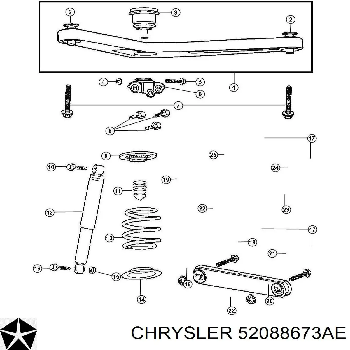Амортизатор задній Chrysler 52088673AE ціна, від 1162.01 UAH