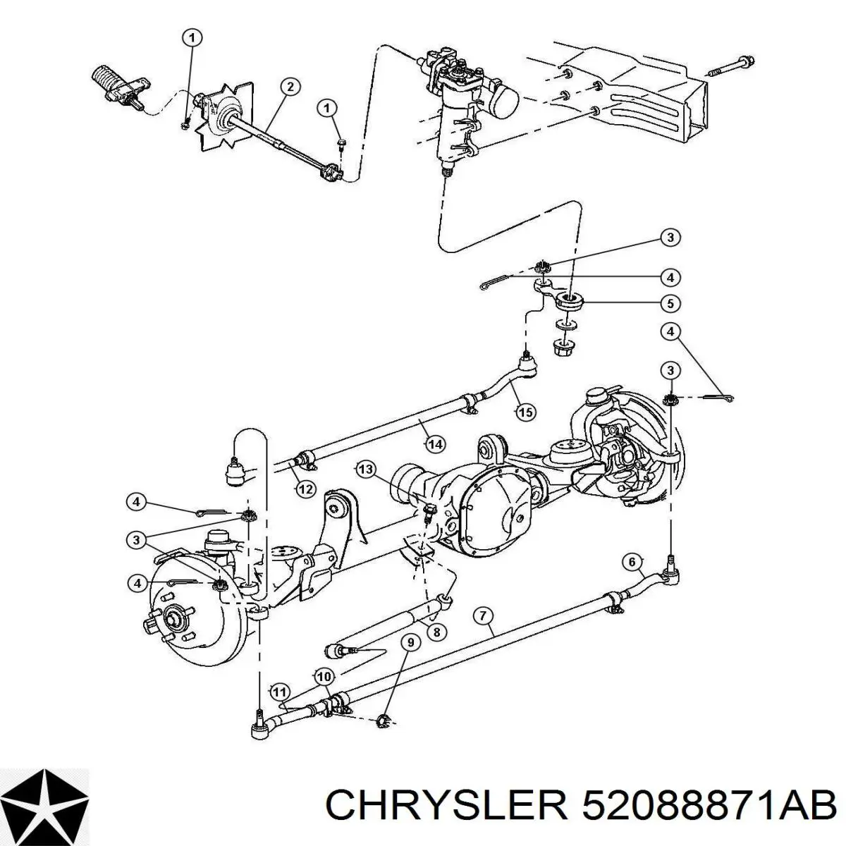 52088871AB Chrysler тяга рульова центральна передня