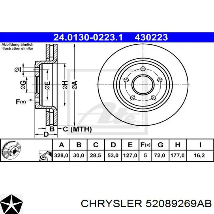 Купити 52089269AB Chrysler Ротор гальмівний