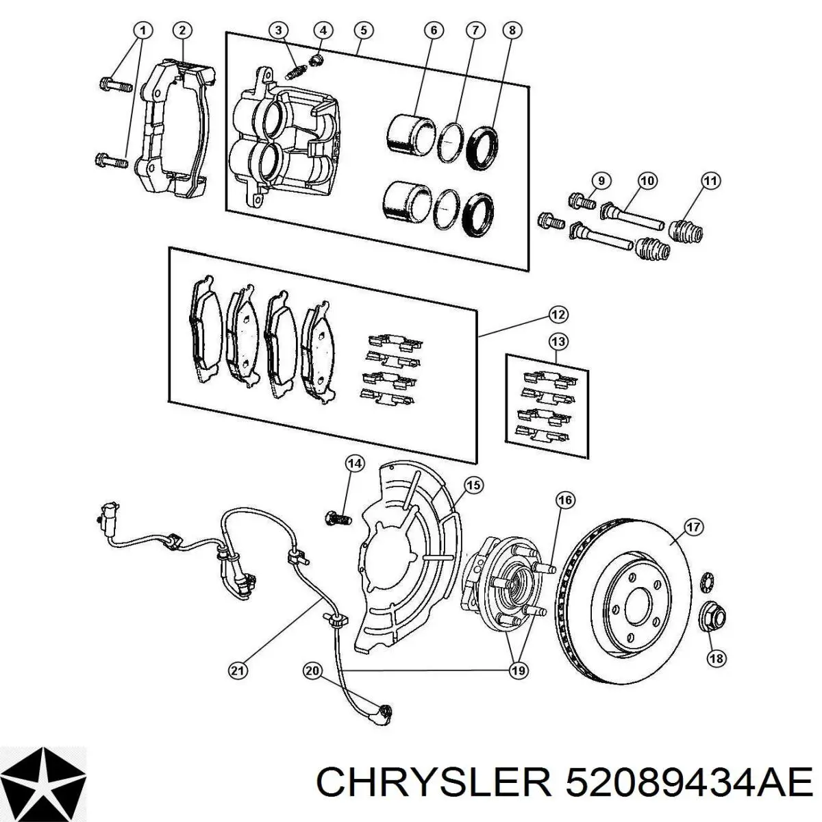 Маточина колеса передня Chrysler 52089434AE ціна, від 118.01 USD