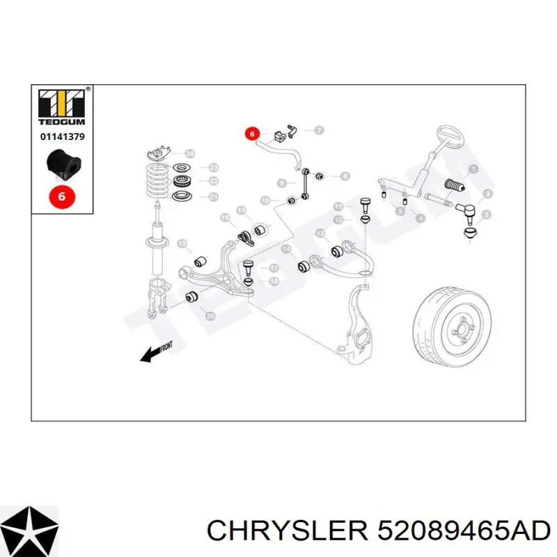 Втулка переднього стабілізатора 52089465AD Chrysler