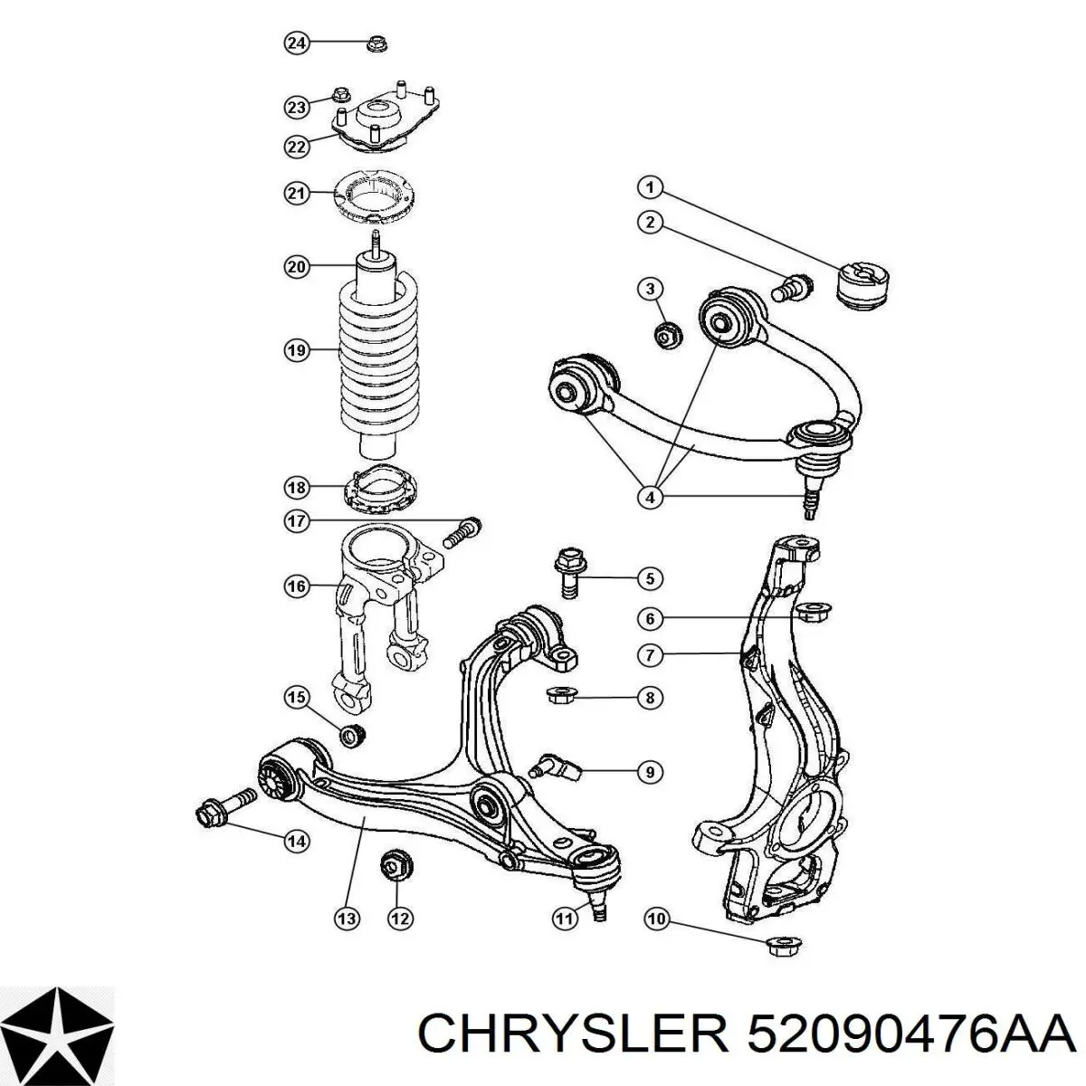 Вилка нижня амортизатора переднього, права Chrysler 52090476AA ціна, від 62.99 USD