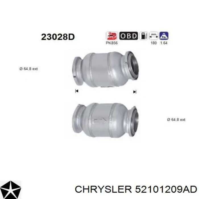 Каталізатор 52101209AD Chrysler