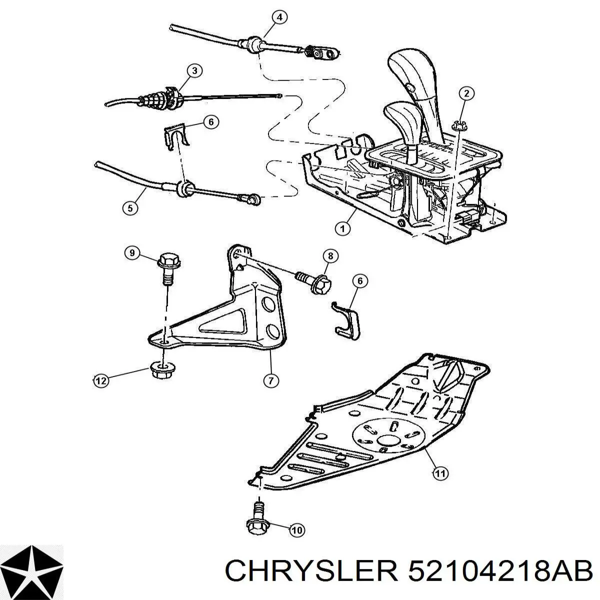 Трос перемикання передач, селектора Chrysler 52104218AB ціна, від 11.15 USD