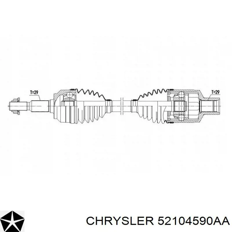 Піввісь передня, права Chrysler 52104590AA ціна, від 89.45 USD