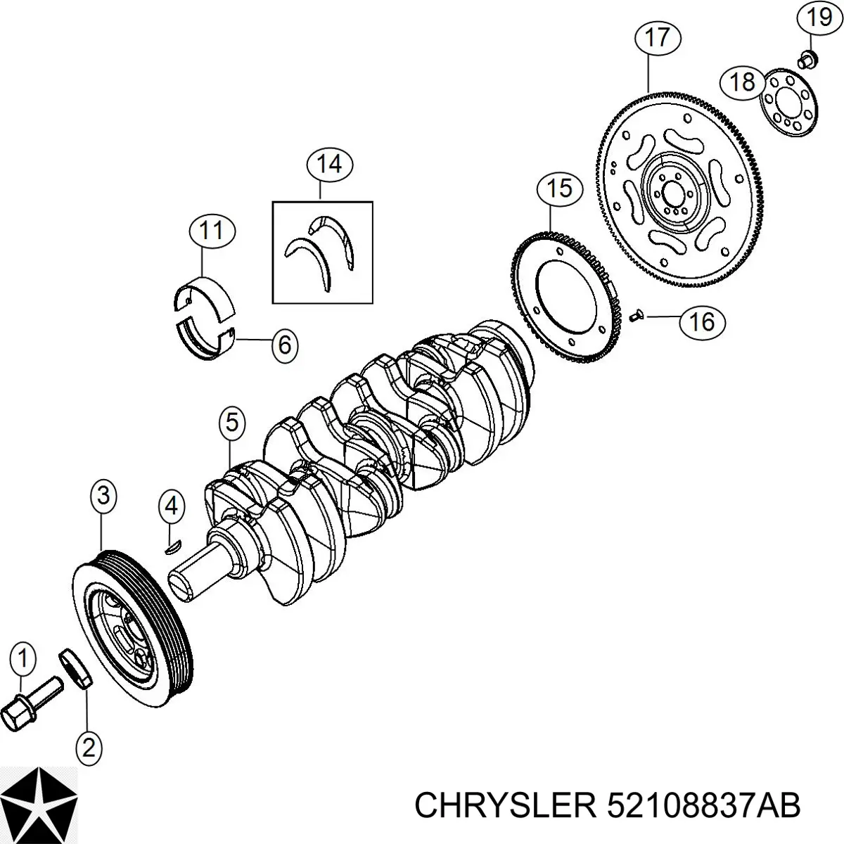 Маховик двигуна Chrysler 52108837AB ціна, від 5.06 USD
