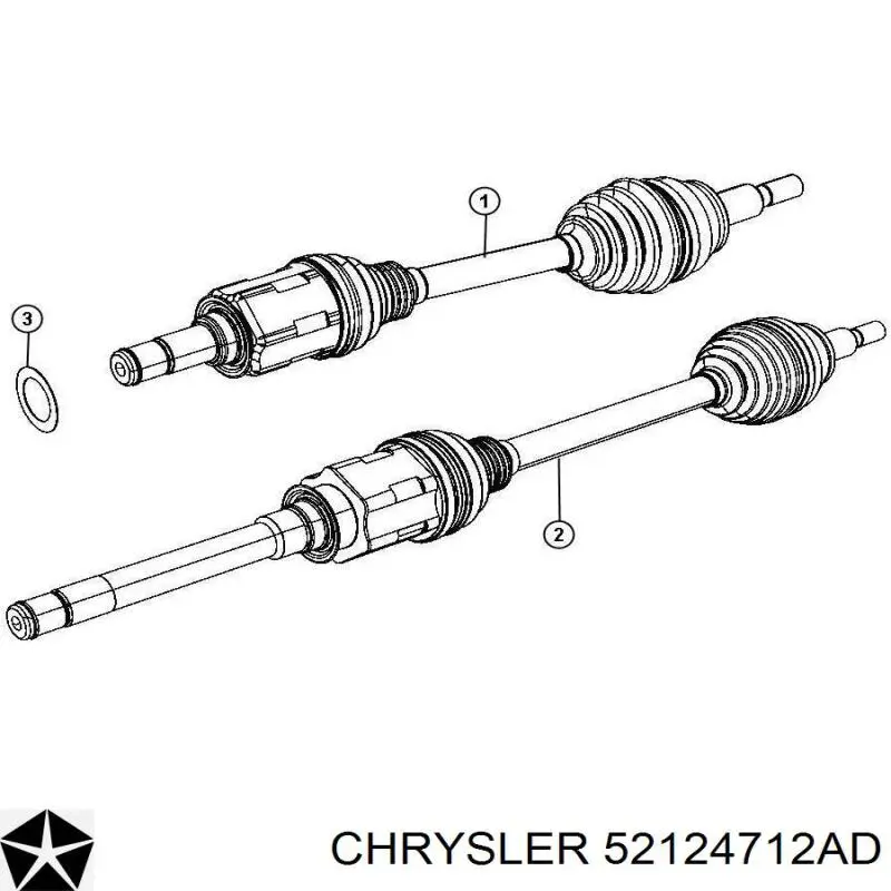 Піввісь передня, права Chrysler 52124712AD ціна, від 106.29 USD