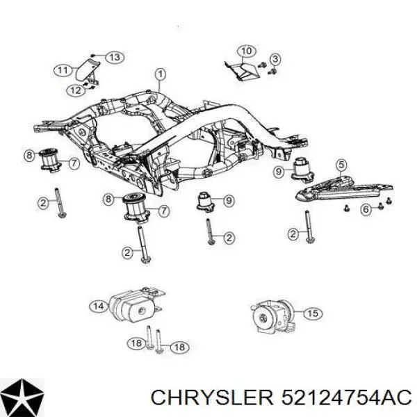 52124754AC Chrysler сайлентблок передній балки/підрамника