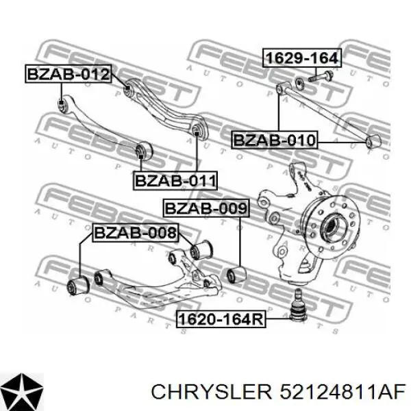 Важіль задньої підвіски нижній, лівий 52124811AF Chrysler