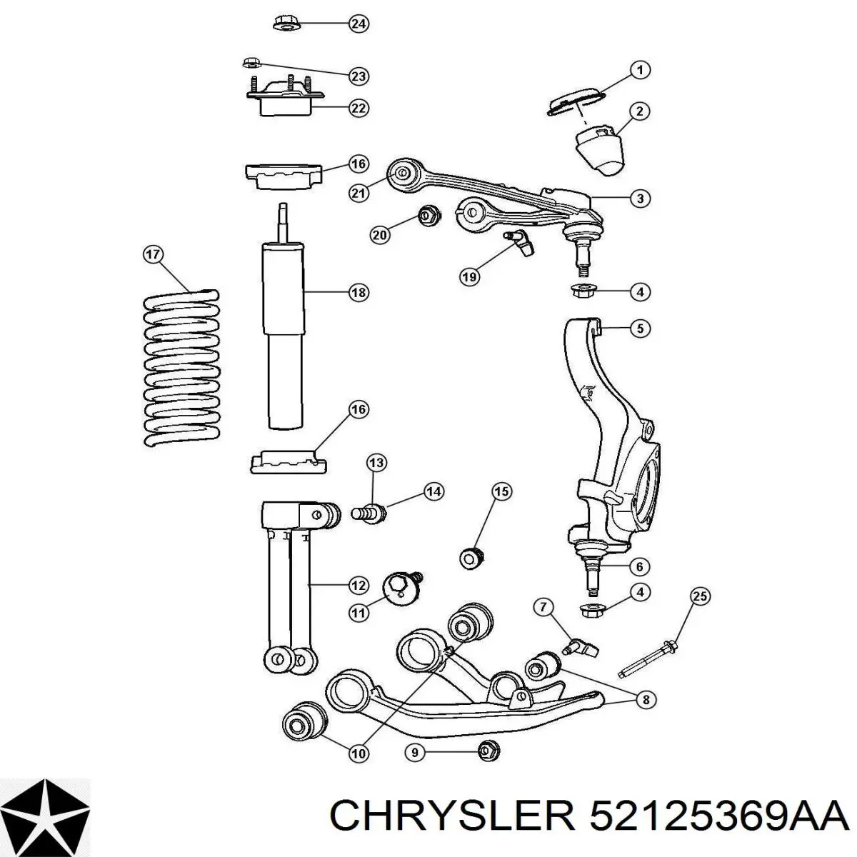 Сайлентблок переднього верхнього важеля 52125369AA Chrysler