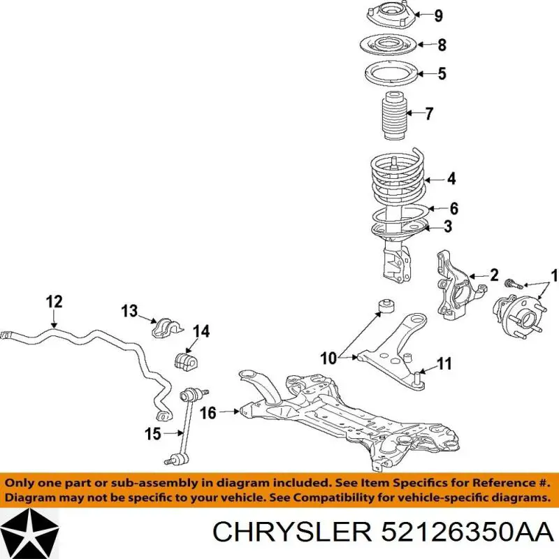 Купити 52126350AA Chrysler Подушка стабілізатора передня