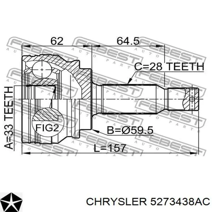 5273438AC Chrysler Привід передній правий